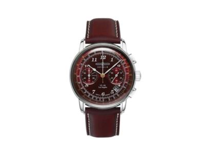 Pre-owned Zeppelin Lz126 Los Angeles Quartz Watch, Red, 42 Mm, 7614-6