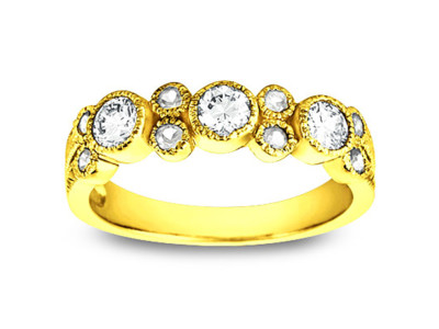 Pre-owned Jewelwesell Genuine 0.65ct Diamond Wedding Band Ring 18k Yellow Gold Round I Si2 Bezel Set