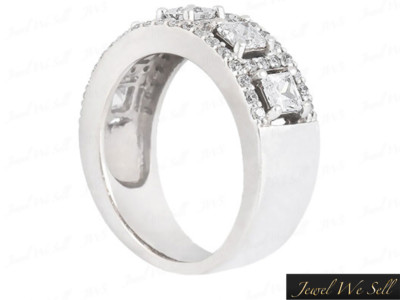 Pre-owned Jewewesell 1.25ct 10k White Gold Round Princess Diamond Wedding Band Ring Anniversary I Si2