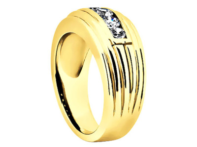 Pre-owned Jewelwesell Natural 0.35ct Round 5stone Mens Wedding Band Ring 14k Yellow Gold I Si2 Channel