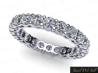 Pre-owned Jewelwesell Natural 2ct Round Diamond Eternity Band Ring Open Gallery 10k White Gold
