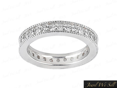 Pre-owned Jewelwesell .90ct Round Brilliant Cut Diamond Milgrain Eternity Wedding Ring 10k Gold G-h I1 In Gh