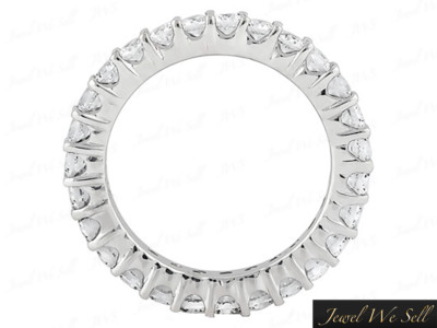 Pre-owned Jewelwesell 1.35ct Round Diamond Shared Prong Eternity Wedding Ring 14k White Gold I Si2