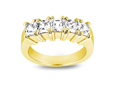 Pre-owned Jewelwesell Classic 0.65ct Diamond Wedding Band 10k Yellow Gold Princess Cut G-h I1 Prong In G - H