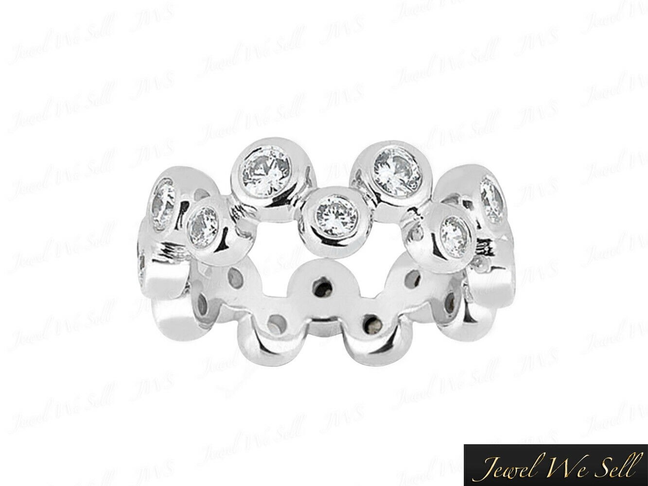 Pre-owned Jewelwesell Natural 0.9ct Round Diamond Bubble Eternity Anniversary Band Ring 10k Gh Si1 In White