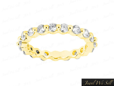 Pre-owned Jewelwesell 1.45ct Round Diamond Shared Single Prong Eternity Band Ring 10k Gold I Si2