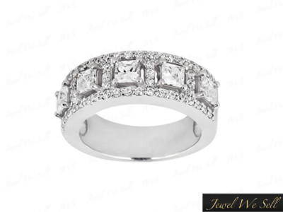 Pre-owned Jewewesell 1.25ct 10k White Gold Round Princess Diamond Wedding Band Ring Anniversary I Si2