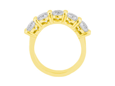 Pre-owned Jewelwesell 5stone 0.50ct Diamond Wedding Band Ring 18k Yellow Gold Round I Si2 Prong Set