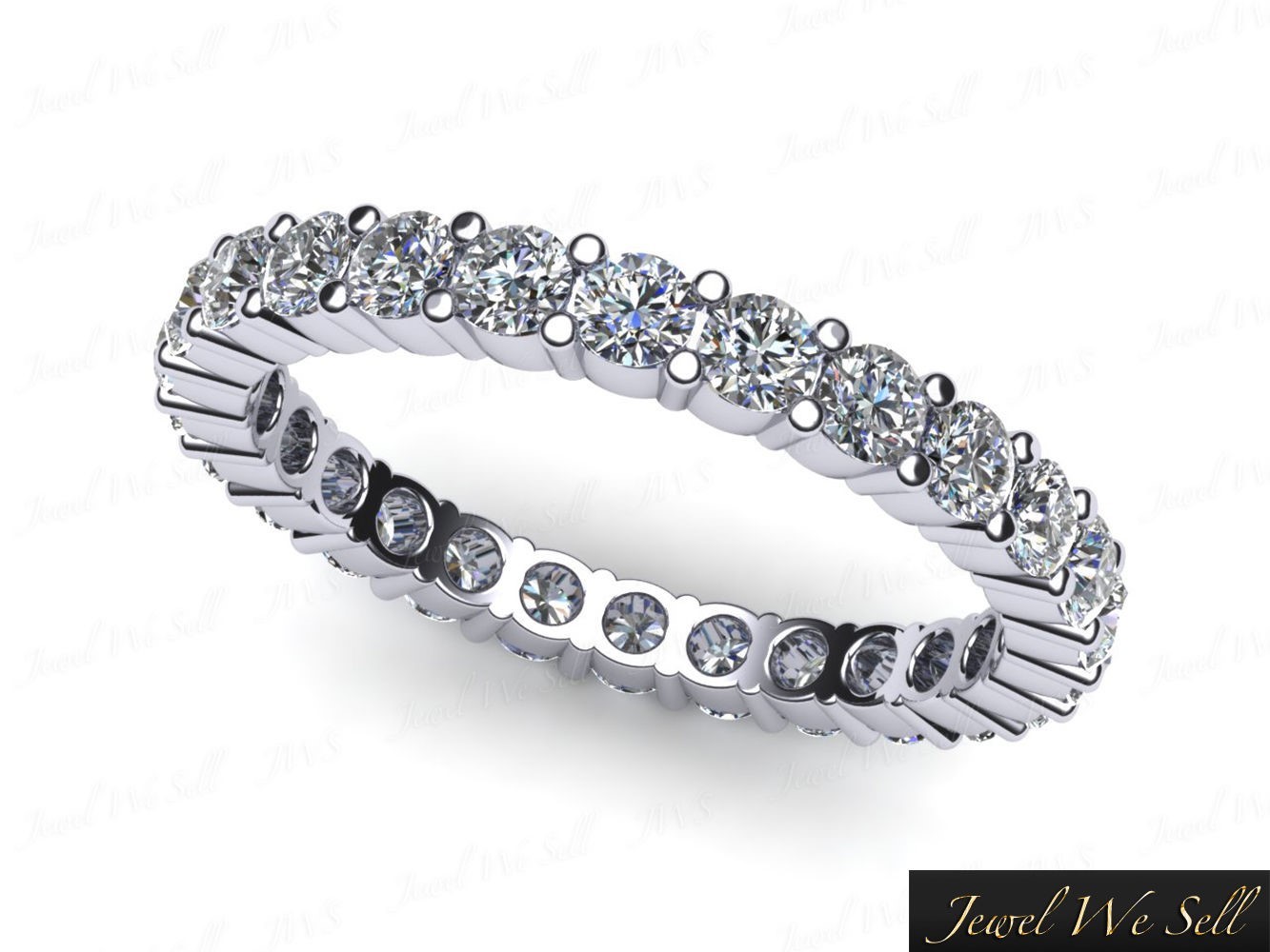 Pre-owned Jewelwesell 0.85ct Round Diamond Classic Shared Prong Wedding Eternity Band Ring 18k I Si1 In F