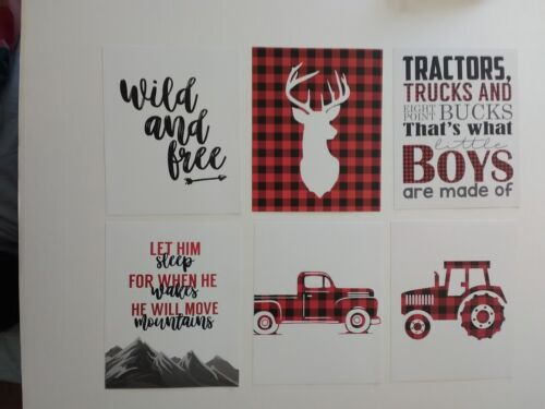 Silly Goose Gifts Buffalo Plaid Deer Tractor Truck Themed Children Wall Decor 6 