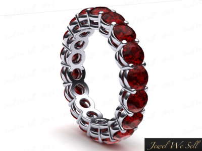 Pre-owned Jewelwesell 5.10ct Round Ruby Open Gallery Shared Prong Eternity Ring 14k White Gold Aaaa