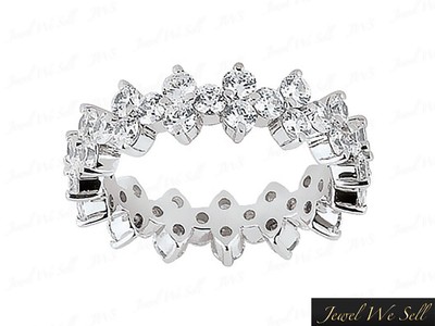 Pre-owned Jewelwesell Genuine 2.40ct Round Diamond Garland Alternating Eternity Ring 18k Gold F Vs1