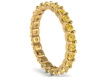 Pre-owned Jewelwesell 0.90ct Round Yellow Diamond Shared U-prong Eternity Band Ring Solid 14k Gold I1