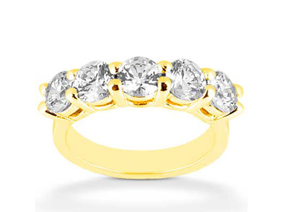 Pre-owned Jewelwesell 5stone 0.50ct Diamond Wedding Band Ring 18k Yellow Gold Round I Si2 Prong Set