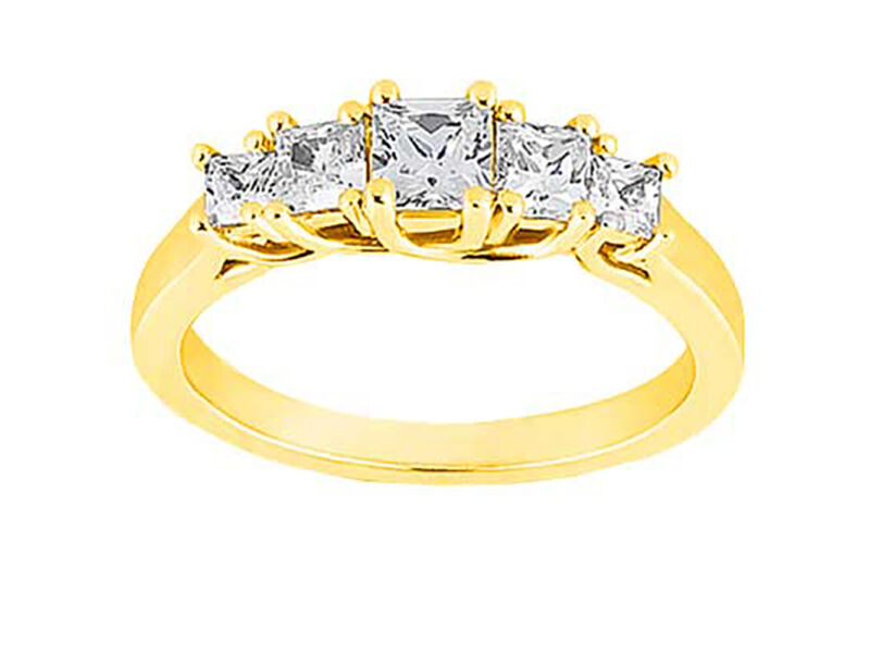 Genuine 1.76ct Diamond Wedding Band Ring 14kt Yellow Gold Princess I Si2 Prong