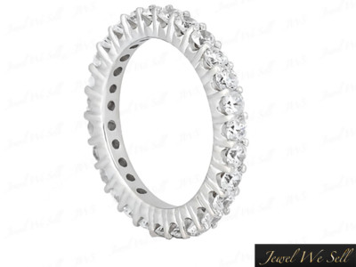 Pre-owned Jewelwesell 1.35ct Round Diamond Shared Prong Eternity Wedding Ring 14k White Gold I Si2