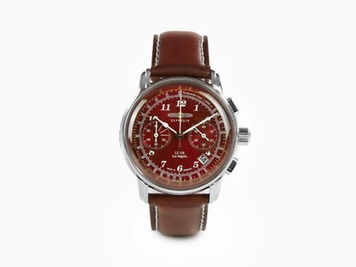 Pre-owned Zeppelin Lz126 Los Angeles Quartz Watch, Red, 42 Mm, 7614-6