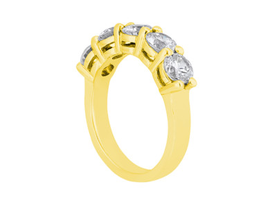 Pre-owned Jewelwesell 5stone 0.50ct Diamond Wedding Band Ring 18k Yellow Gold Round I Si2 Prong Set