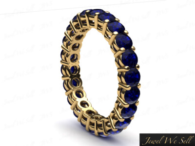 Pre-owned Jewelwesell 14k Yellow Gold 2.17ct Aaa Sapphire Shared Prong Gallery Wedding Eternity Ring In Gh