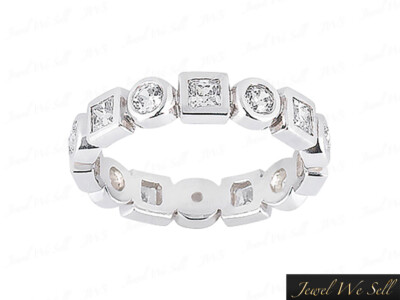 Pre-owned Jewelwesell 1.30ct Alternating Round & Princess Diamond Eternity Band Ring 10k Gold I Si2