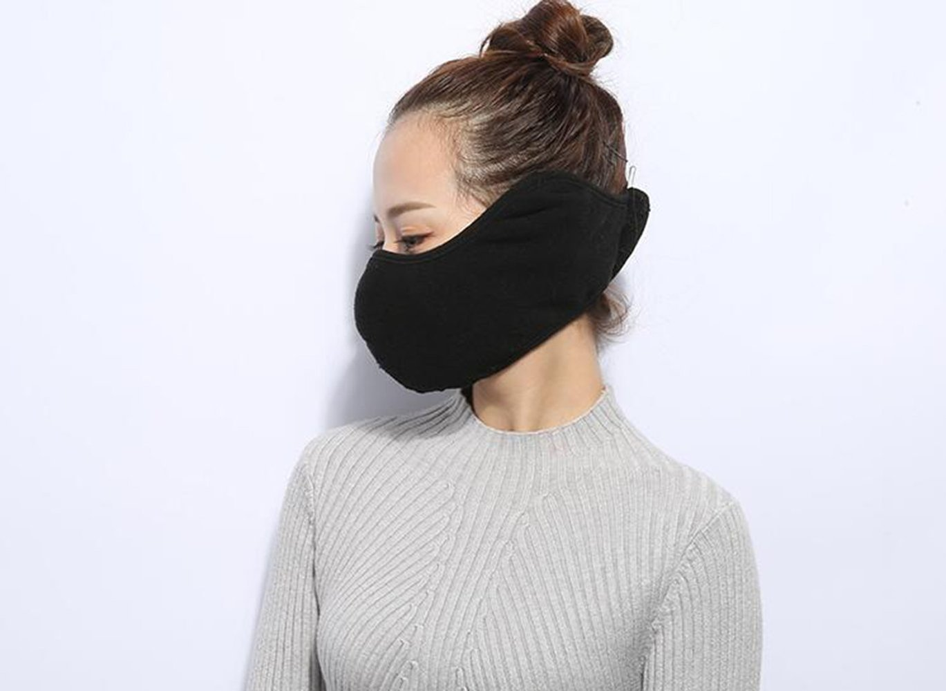 Winter Fleece Ear Warmer Protection Half Face Mask for Outdoor Sports Ski Snow