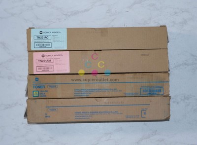 4 Cosmetic OEM Konica Minolta BizHub C227, C287 TN221AC,AM,Y,K Toner