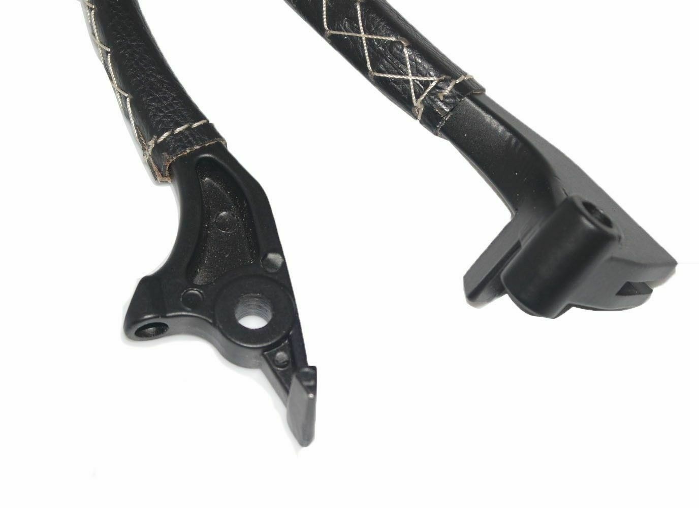 Fits Royal Enfield UCE Black Leather covered 7/8" Handlebar Grip & Lever Set 