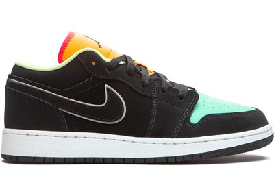 Jordan 1 Big Kids Low SE Aurora Green Blk/Aurora Grn/Laser Org (CV9844 013)