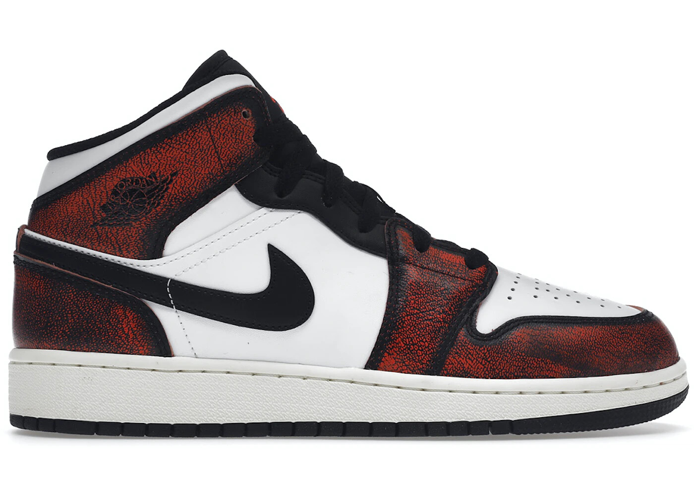 Женские кроссовки Nike Air Jordan 1 Mid GS Wear-Away Bred черный красный FB0568-006 размер 6Y = 7,5