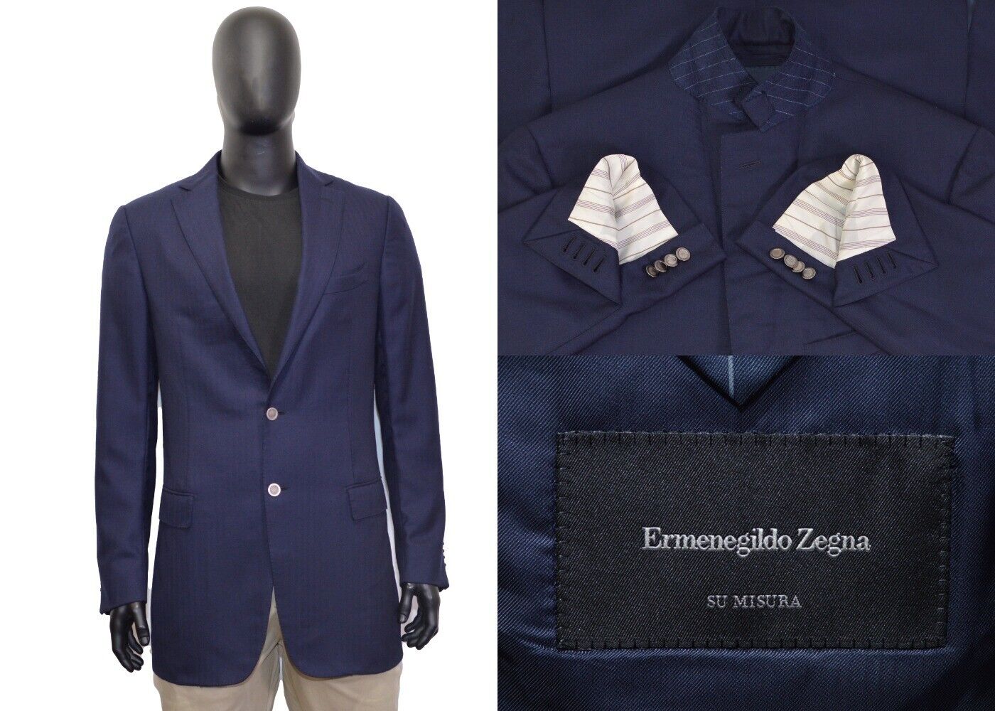 Men's Ermenegildo Zegna Su Misura Blazer 44US/UK 54IT Blue Men's Ermenegildo Zegna Su Misura Blazer 44US/UK 54IT Blue