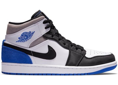 Мужские кроссовки Jordan 1 Mid SE Union Royal White/Blk-Lt Sol Flr/Hy Ryl (852542 102)