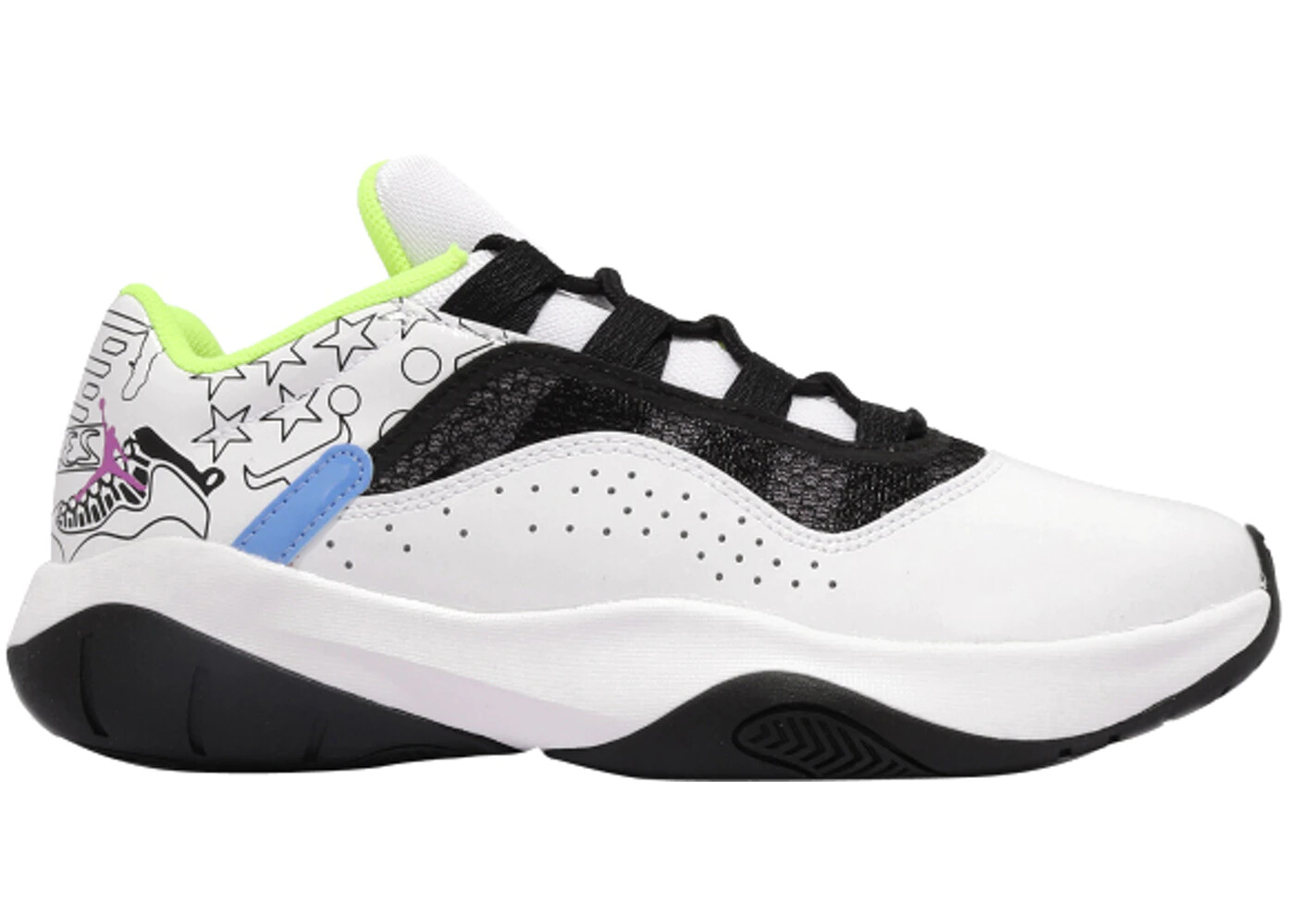 

Женские кроссовки Nike Air Jordan 11 CMFT Low SE GS White Volt Hyper Violet DM3397-100, Белый, Air Jordan 11 Low