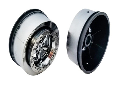 Team Associated ASC71076 DR10 Drag Racing Rear Wheels Black Chrome 2pc