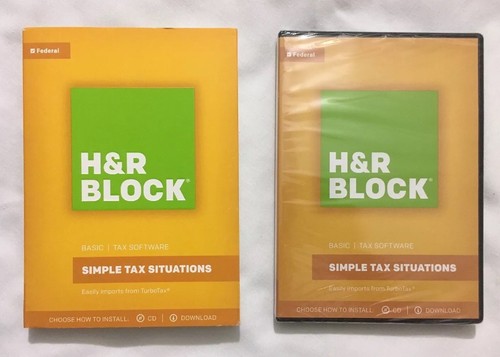 HR Block(R) Basic 2017 Tax Software, Simple Tax Solutions NEW Sealed Free Ship