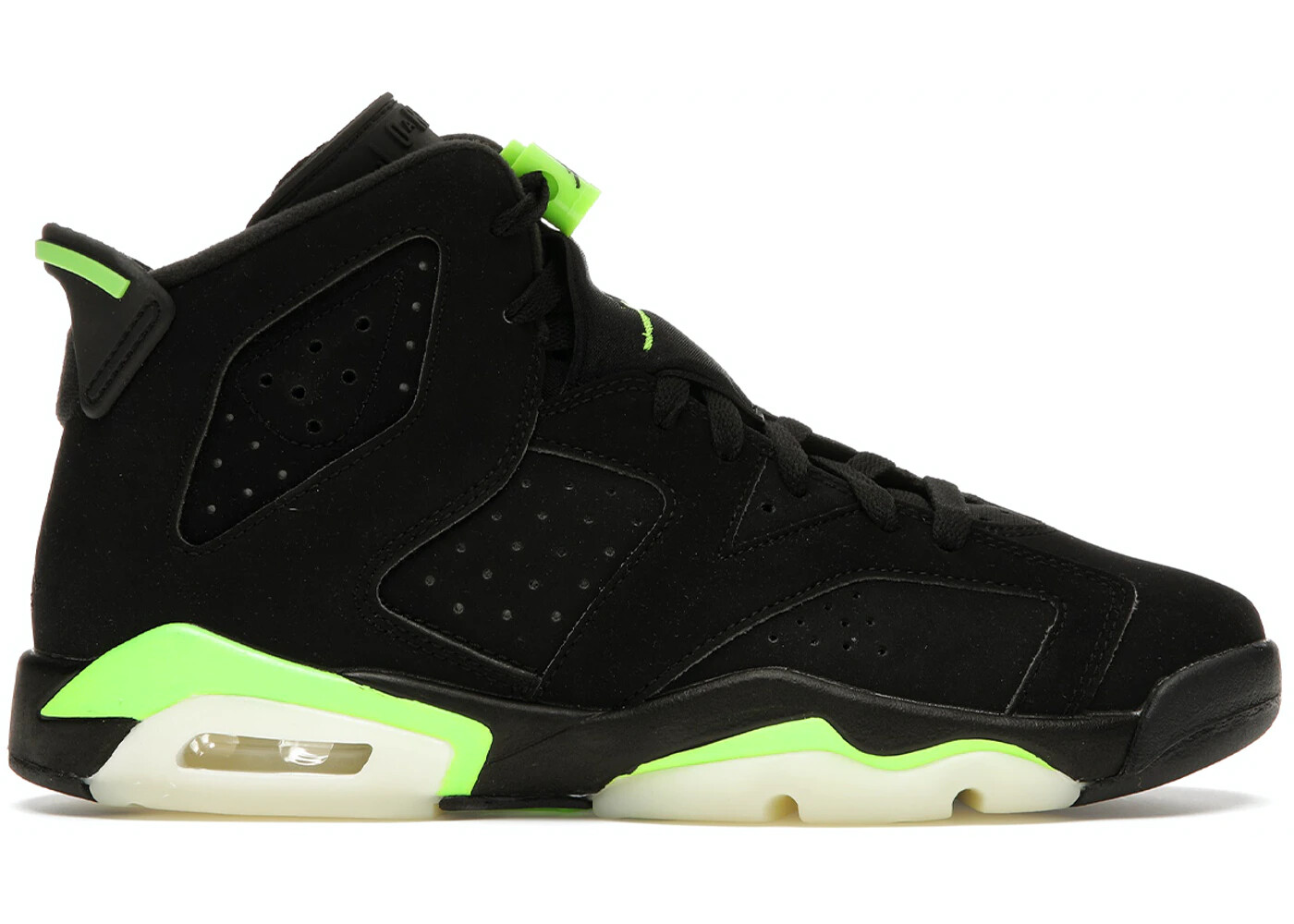 Женские кроссовки Nike Air Jordan VI 6 Retro GS Black Electric Green 384665-003 6 лет = 7,5