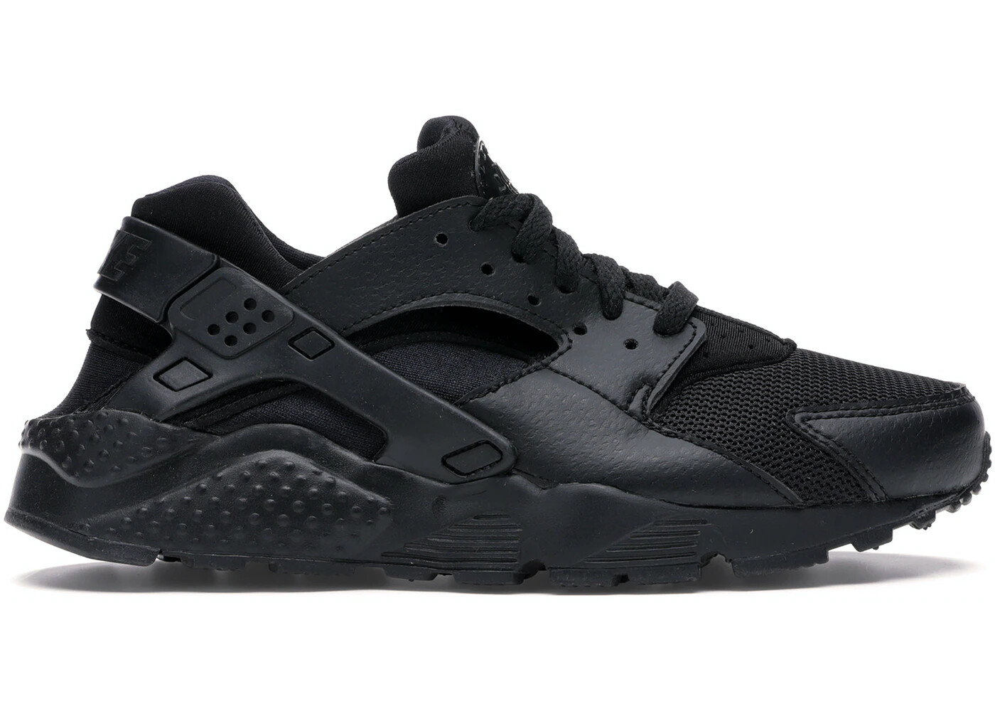 

Женские кроссовки Nike Air Huarache Run GS Triple Black Blackout All 654275-016 7 лет = 8,5, Черный, Nike Air Huarache Run