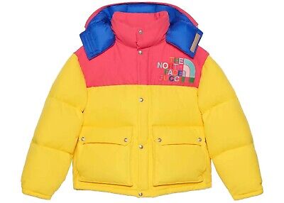 Gucci x The North Face Yellow Pink Down Bomber Puffer Jacket Women s XS