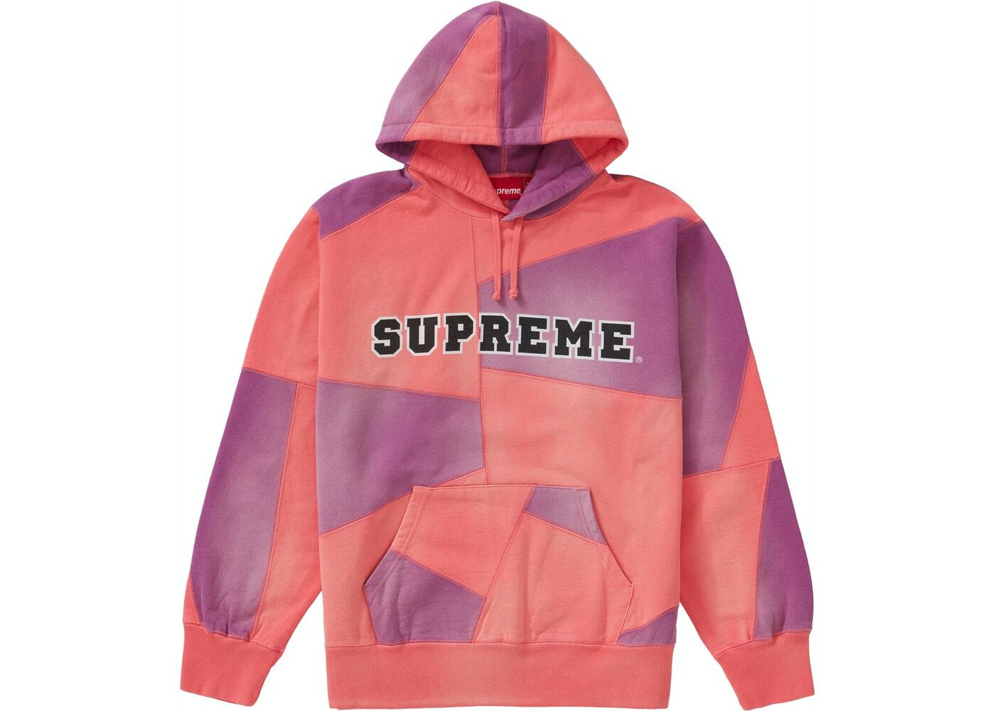 NEW Supreme Patchwork Hooded Sweatshirt Bright Coral Size M NEW Supreme Patchwork Hooded Sweatshirt Bright Coral Size M