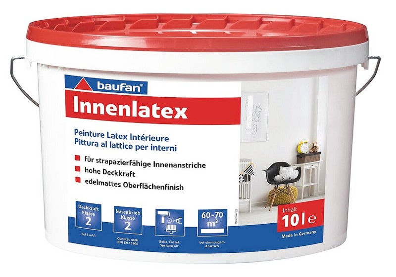 Baufan Innenlatex 10 L WeiÃ Wand- Und Deckenfarbe FÃ¼R Innen ScheuerbestÃ¤Ndig 
