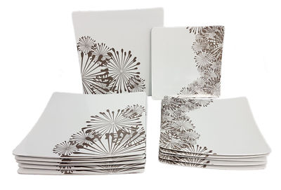 Melamin Teller 12er Set - Camping Teller in weiß - Camping Geschirr Kinderteller