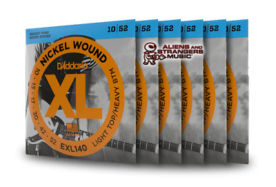 6 Sets! D'Addario EXL140 Nickel Wound, Light Top/Heavy Bottom .010-.052
