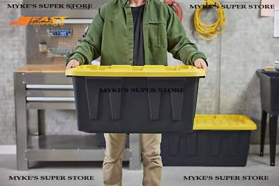 Heavy Duty Home Storage Tote With Standard Snap Lid 27-Gallons (108-Quart) Black