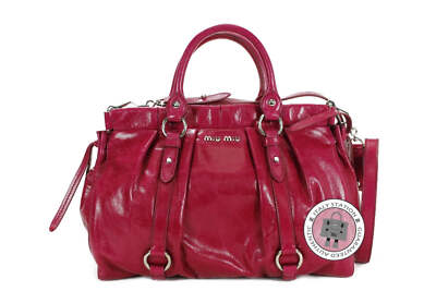 NEW Miu Miu RT0383 X72 Vitello Lux Bauletto Aperto Fuxia