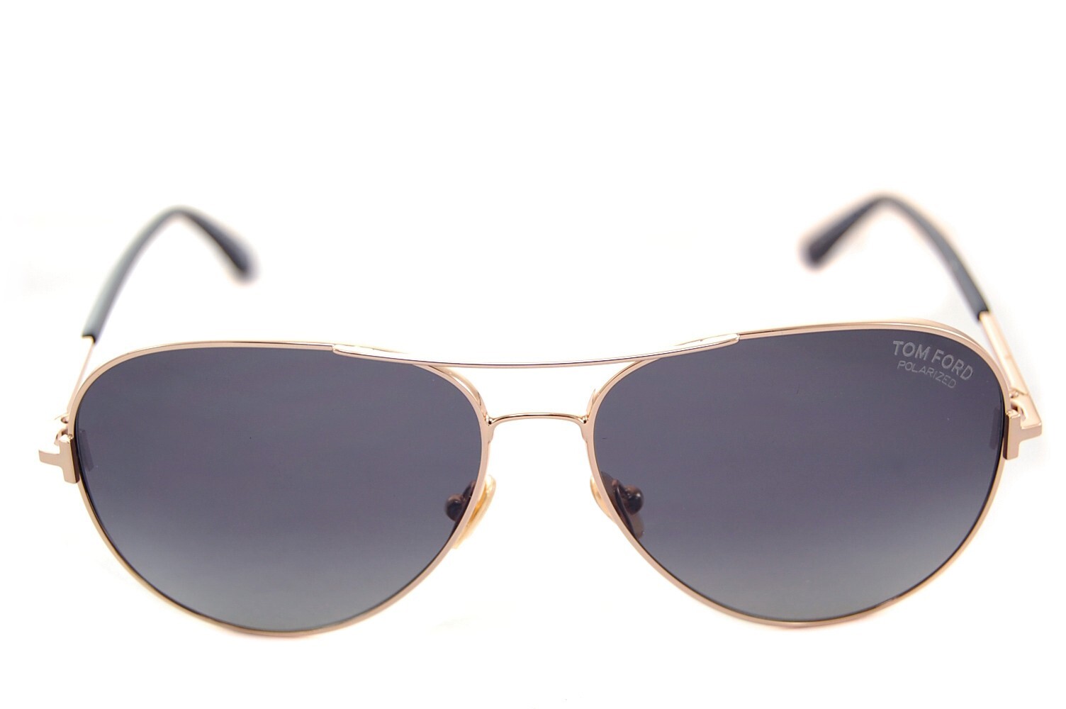 Pre-owned Tom Ford Clark Polarized Sunglasses 59mm Tf823 28d Men Pilot Rose Gold Grey Blue In Gray