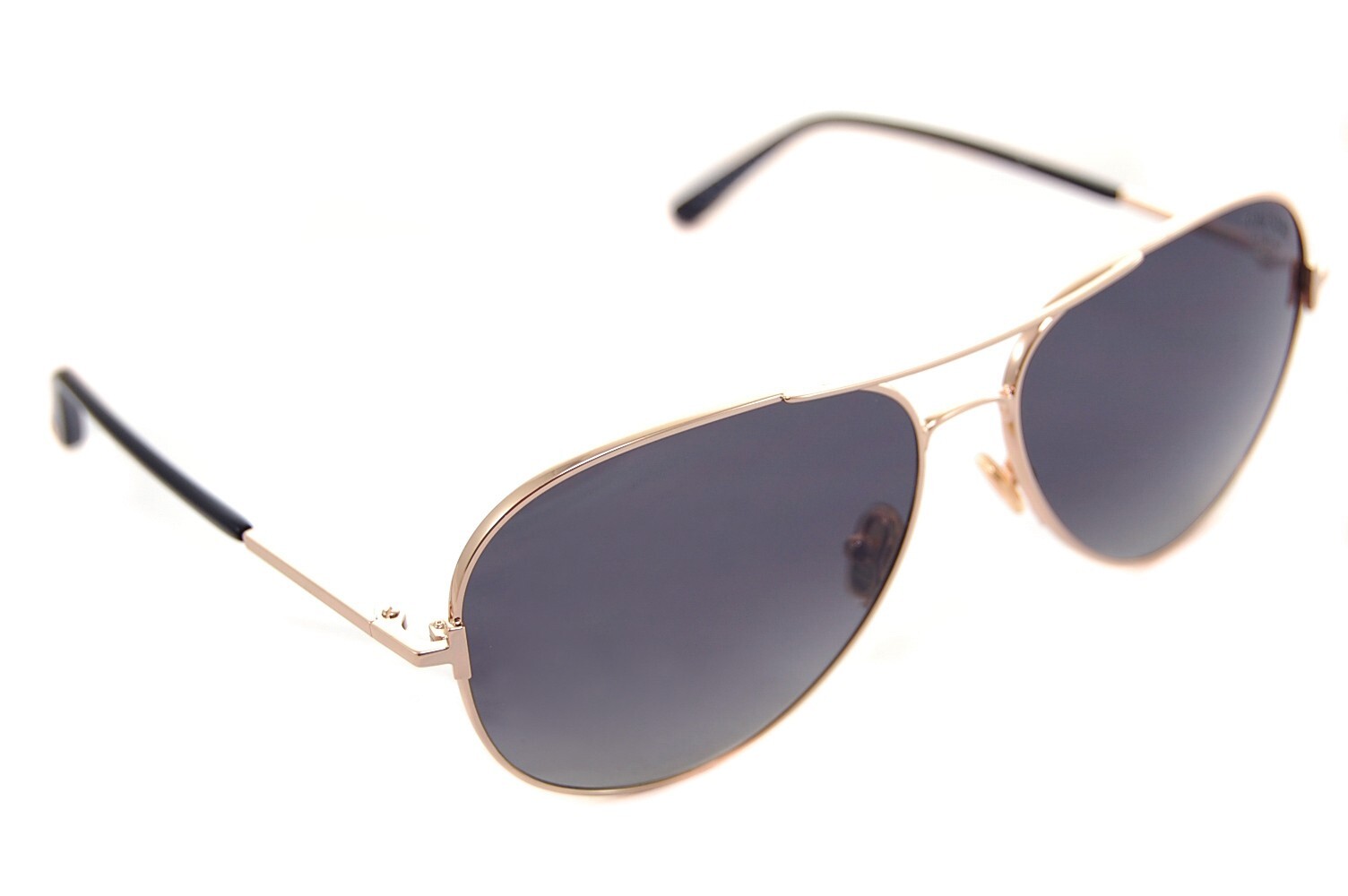 Pre-owned Tom Ford Clark Polarized Sunglasses 59mm Tf823 28d Men Pilot Rose Gold Grey Blue In Gray