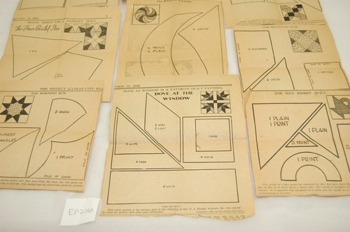 Vintage 1930 QUILT BLOCK 10 PATTERNS ORIGINAL Newspaper Kansas City Star EP236