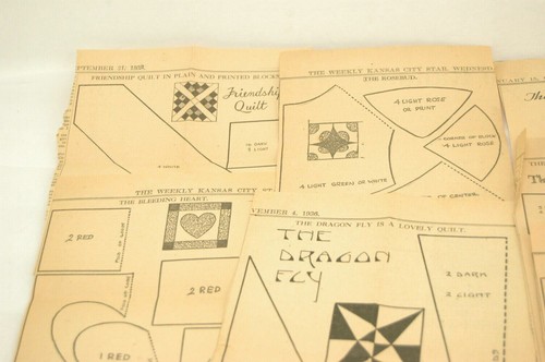 Vintage 1930 QUILT BLOCK 10 PATTERNS ORIGINAL Newspaper Kansas City Star EP210