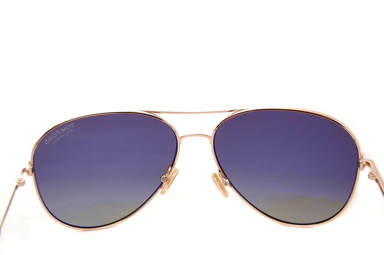 Pre-owned Tom Ford Clark Polarized Sunglasses 59mm Tf823 28d Men Pilot Rose Gold Grey Blue In Gray
