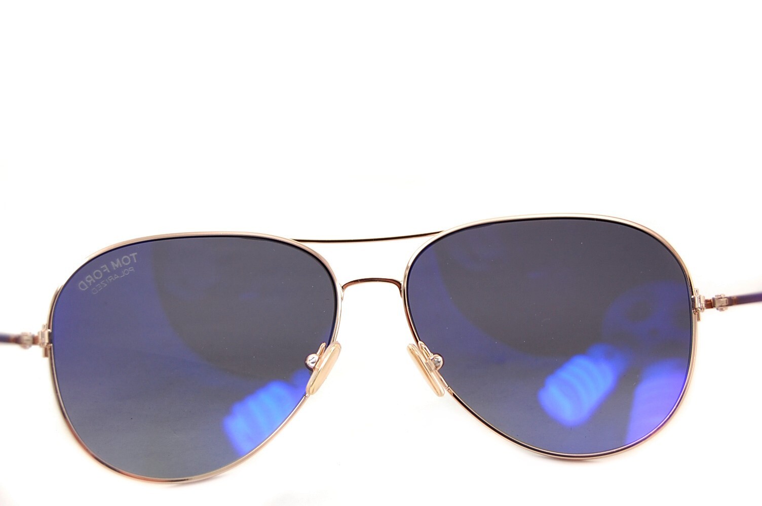Pre-owned Tom Ford Clark Polarized Sunglasses 59mm Tf823 28d Men Pilot Rose Gold Grey Blue In Gray
