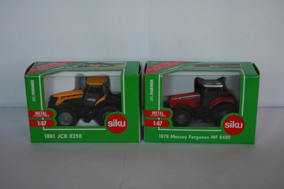 LOT SIKU 1878 1881: MASSEY FERGUSON MF 8480 JCB 8250 1/87 EME NEUF BOITE